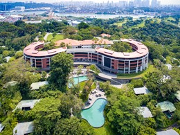 Vue aérienne du Capella Singapour situé sur l'île de Sentosa