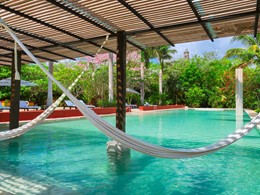 La superbe piscine de l'Hacienda San Jose au Mexique