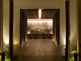 L'entrée du spa de l'hôtel Rosewood Mayakoba au Mexique