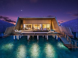 Sunset Over Water Villa with Pool