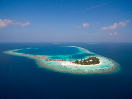 Vue aérienne du Constance Halaveli Maldives