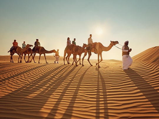 Balade à dos de chameau entre les dunes