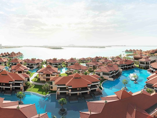 Vue aérienne de L'Anantara The Palm Dubaï Resort