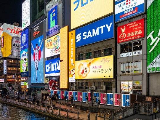 Vie nocturne animée à Dotonbori, Osaka