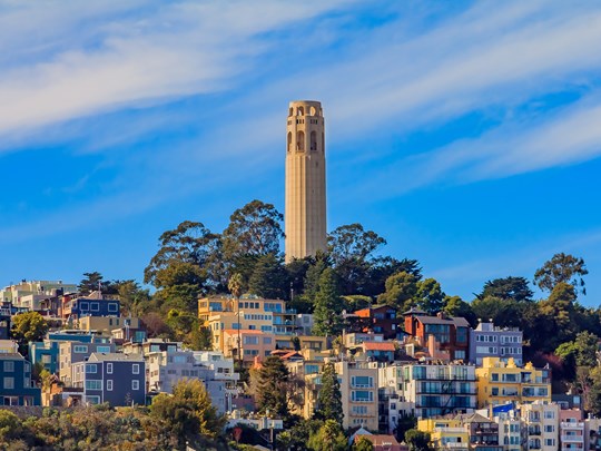 Du sommet de la Coit Tower, vous bénéficierez d’une vue panoramique impressionnante 