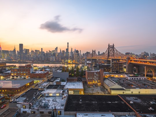 Vue du soir depuis Sunset Park à Brooklyn