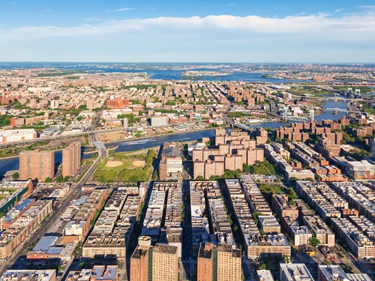 Vue aérienne emblématique du quartier de Harlem