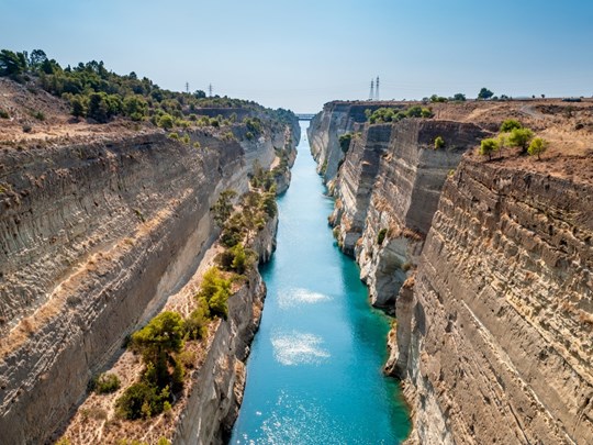 Le canal de Corinthe dans le Péloponnèse