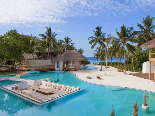 Magnifique piscine de la Villa 11 du Soneva Fushi aux Maldives