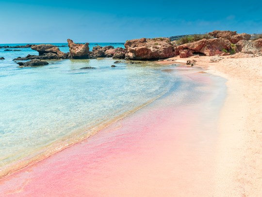Le célèbre sable rose d'Elafonissi
