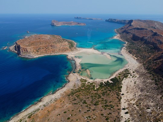 Vue aérienne de la mythique lagune de Balos