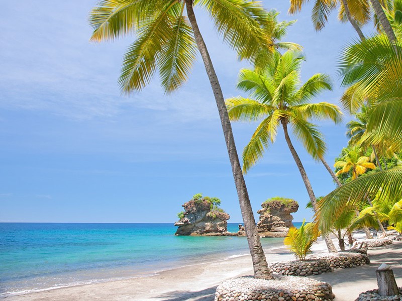 La superbe plage de l'hôtel Anse Chastanet aux Antilles