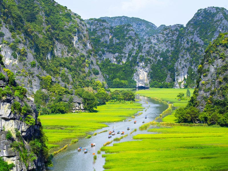 À Tam Coc, la rivière Ngo Dong serpente entre les rizières