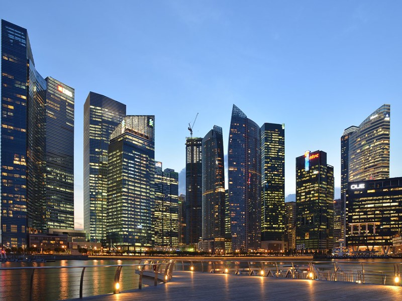Vue du Central Business District de Singapour