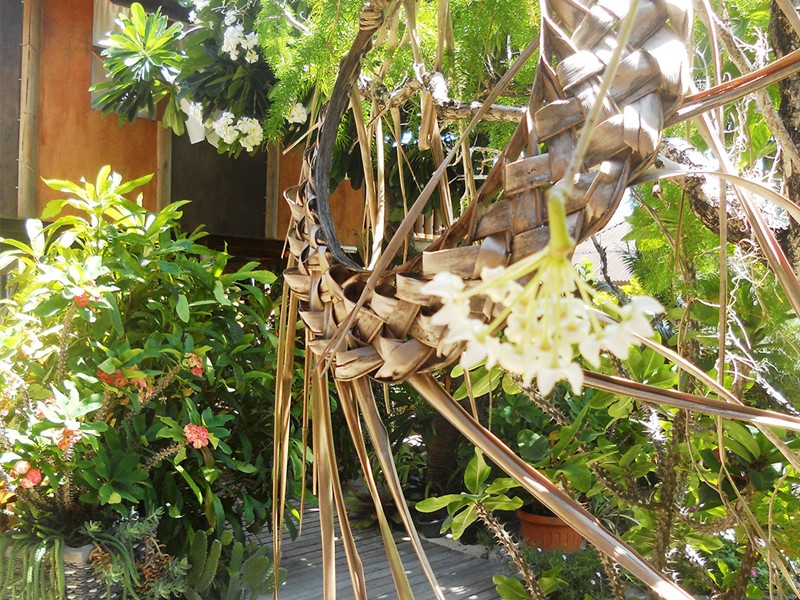 Le jardin de l'hôtel Havaiki en Polynésie