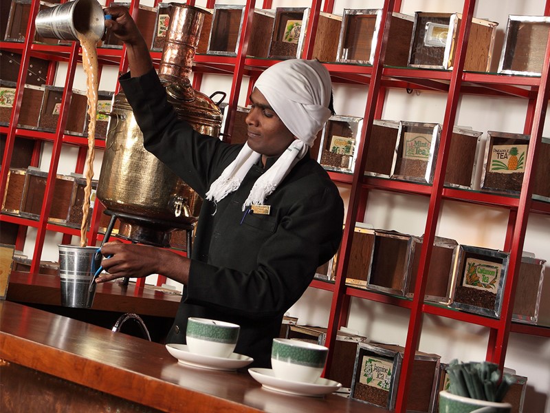 Bar à thé de l'Heritance Tea Factory au Sri Lanka