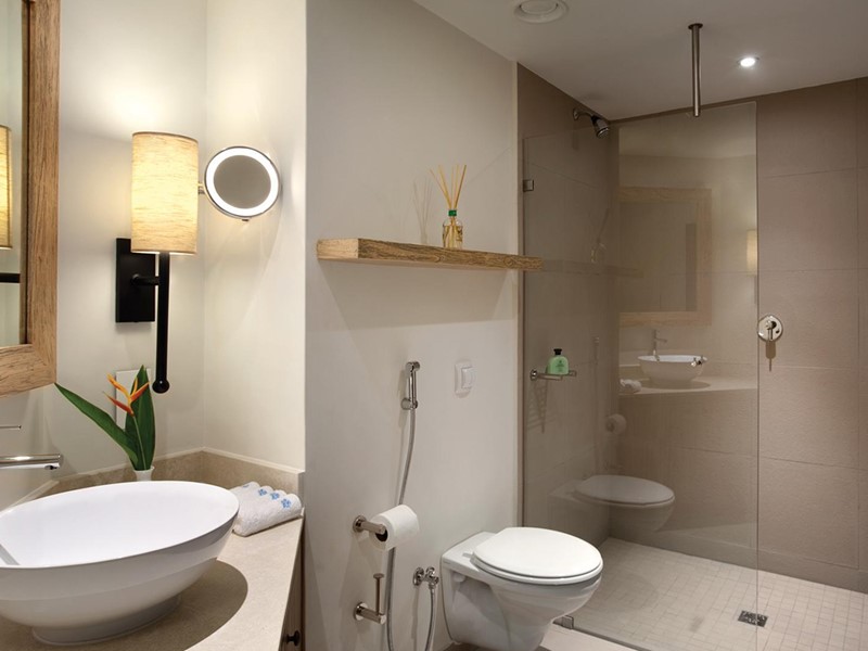 La salle de bain de la Suite du Kempinski Seychelles