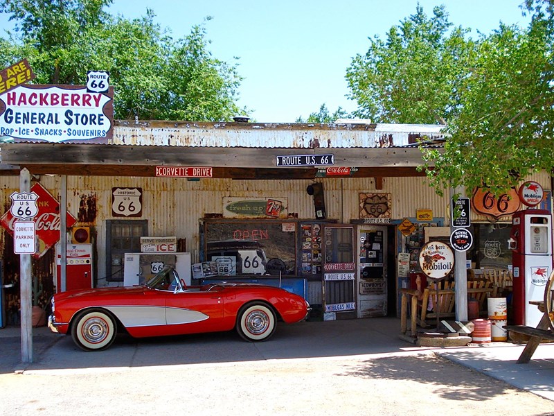 Station essence typique de la Route 66