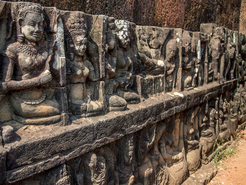 La terrasse du Roi Lépreux d'Angkor Thom à Siem Reap