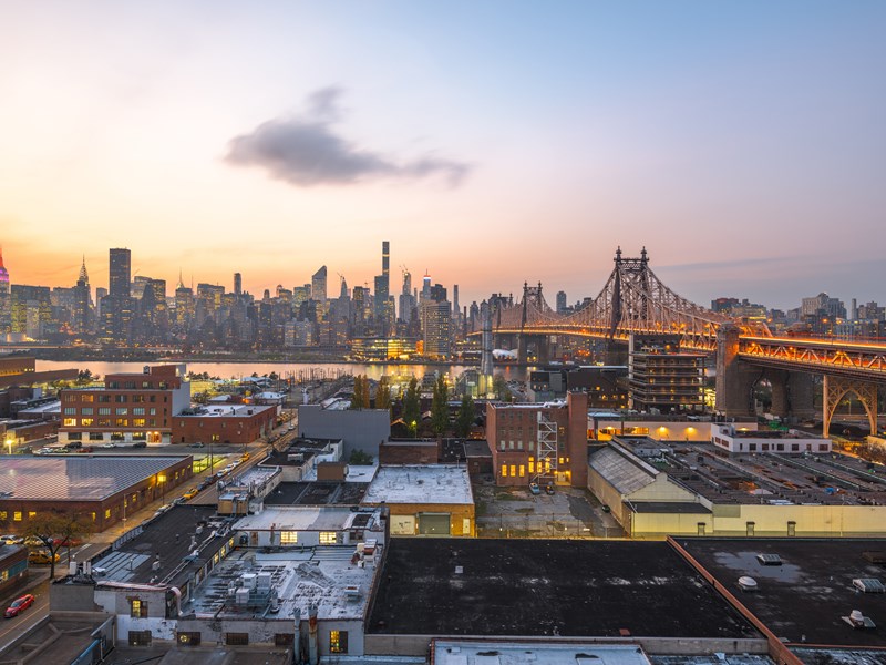 Vue du soir depuis Sunset Park à Brooklyn