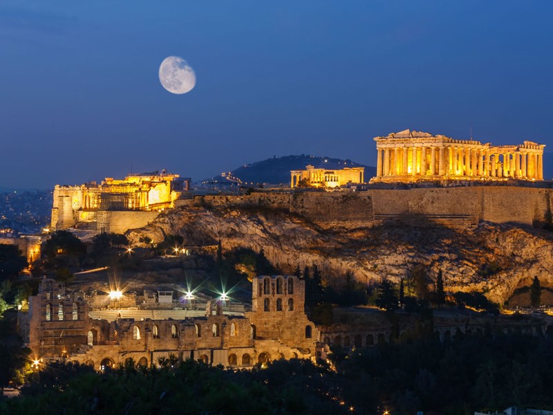 Vue sur l'acropole d'Athènes et le Parthénon