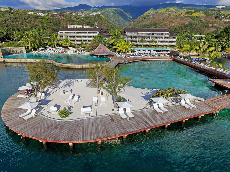 Vue du Te Moana Tahiti Resort, situé sur la côte la plus ensoleillée de Tahiti
