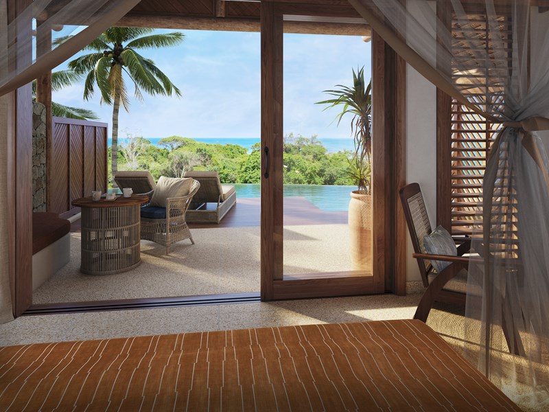 Accédez a votre piscine privée depuis la Swim-up Villa