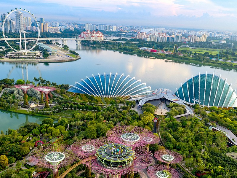 Vue générale de Singapour et de ses nombreux bâtiments 
