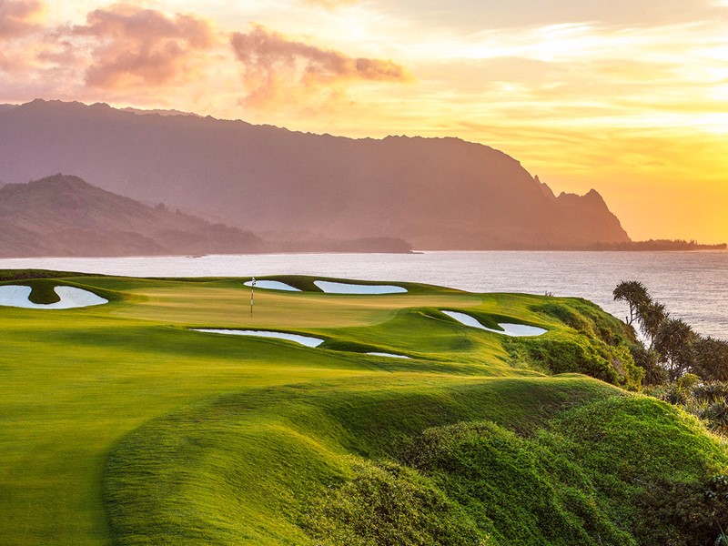 Magnifique parcours de golf à Kuai, Hawaï