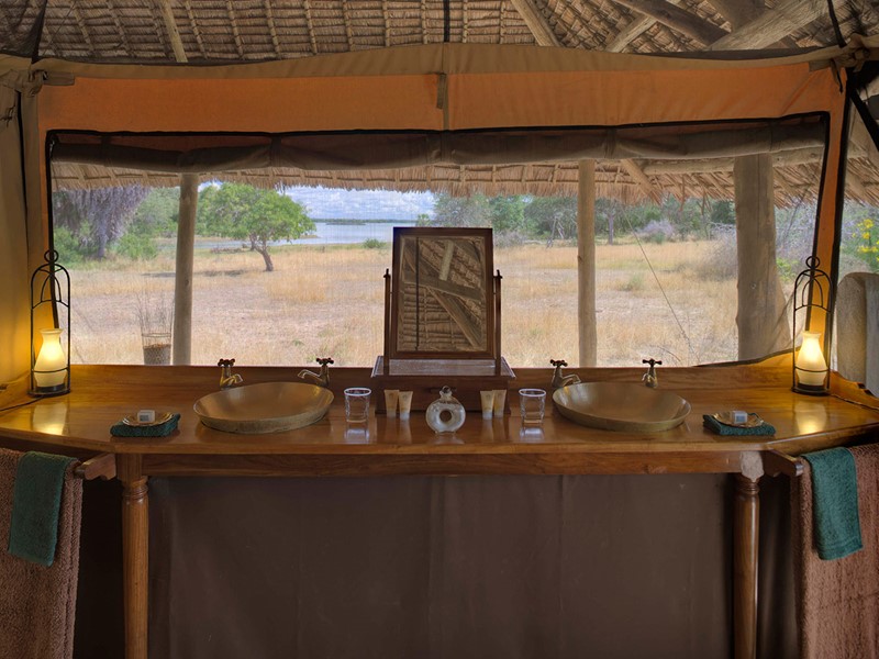 Salle de bain d'une tente du Siwandu