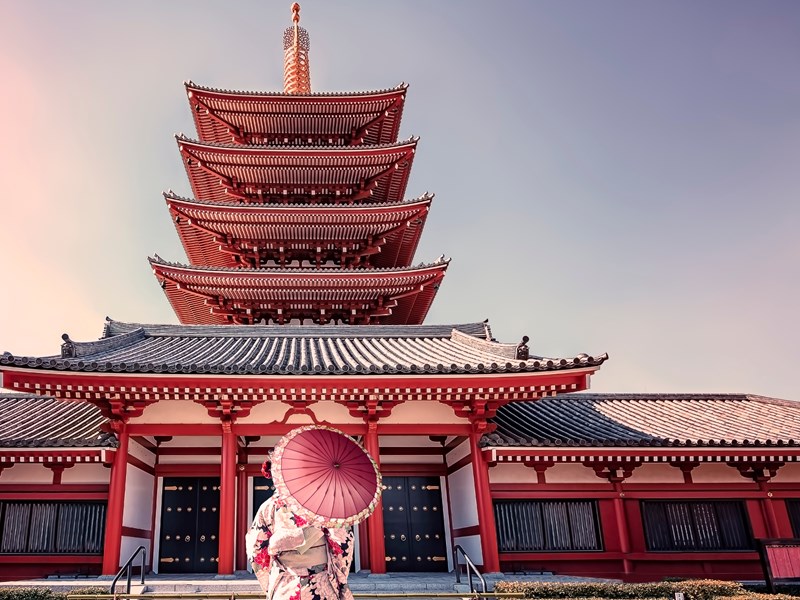 Kimono et tradition au temple Senso-ji de Tokyo