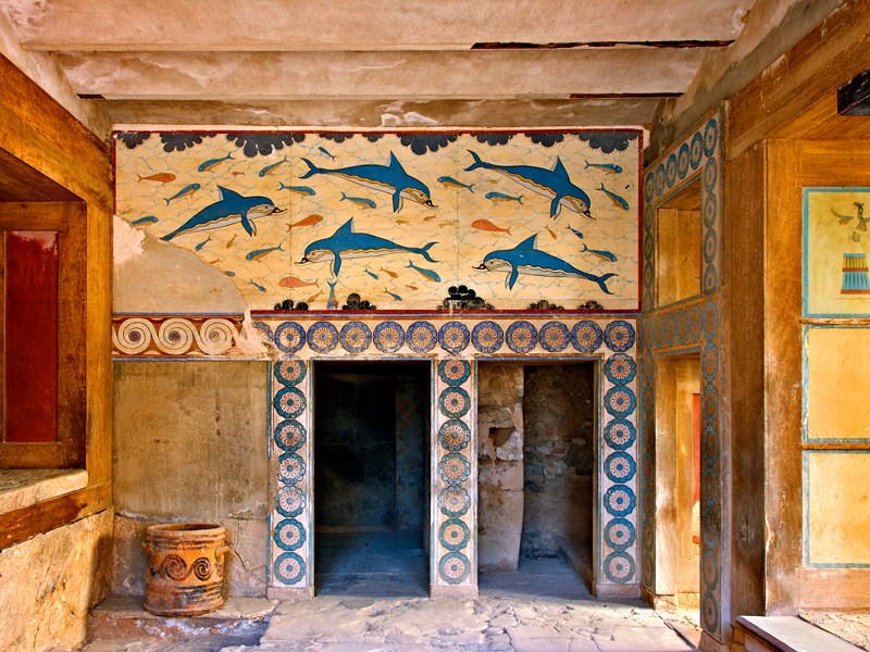 Fresque des dauphins, trésor de Knossos